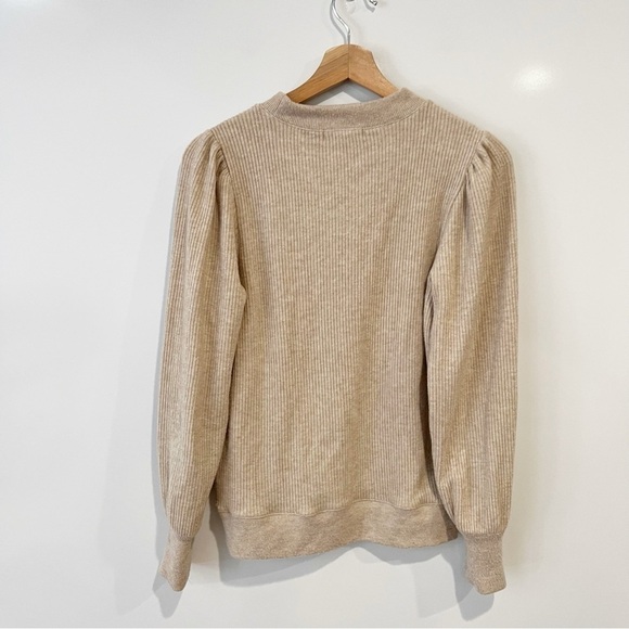 J. Crew Brushed rib puff-sleeve crewneck sweater top - Picture 4 of 9